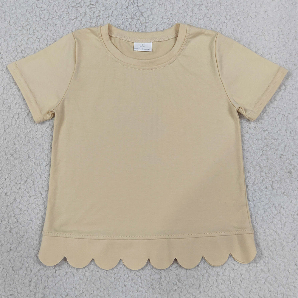 Baby Girls Clothes White Short Sleeve Scallop T-shirts Top GT1770