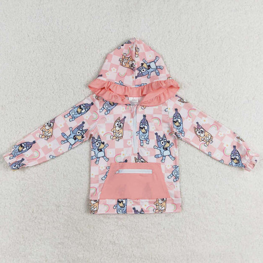 Baby Girls Clothes Hoodies Tops Pink Dogs Rainbow Hooded Long Sleeve Tops GT0633