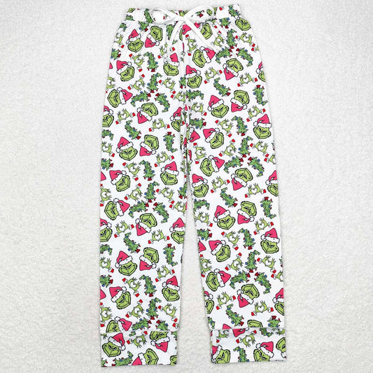 Adult Women Pants Christmas Green Hearts Bottom Pants Pajamas P0542