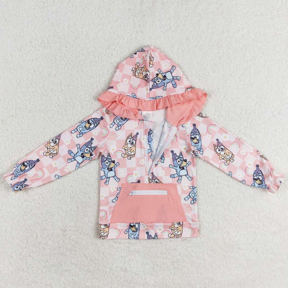 Baby Girls Clothes Hoodies Tops Pink Dogs Rainbow Hooded Long Sleeve Tops GT0633