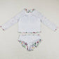 Baby Girls Swimsuit Flowers Long Sleeve Top 2pcs Swimsuits S0180