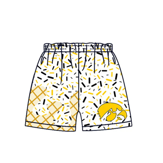 MOQ 5 white yellow ice cream sprinkle boys team shorts 8.20