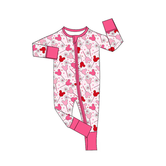 Preorder (moq 5)Baby Girls Mouses Candy Flowers Zipper Footie Rompers 10.29