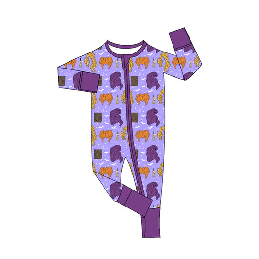 Preorder (moq 5)Baby Boys Purple Long Sleeves Bats Hair Plaid Zipper Rompers 6.5