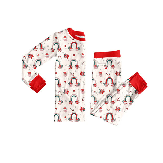 Preorder (moq 5)Baby Girls Long Sleeves Holly Rainbows Top Pant Pajamas Sets 6.21