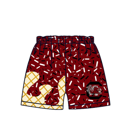 Preorder MOQ 5 pcs maroon red ice cream sprinkle boys team shorts 8.20