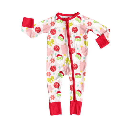 Preorder(moq 5)Baby Girls Christmas Tree Santa Disco Zipper Footie Rompers 8.12