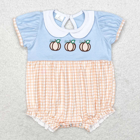 Baby Infant Boys Rompers Fall Pumpkin Checkered Short Sleeve Rompers SR1711 SR1710