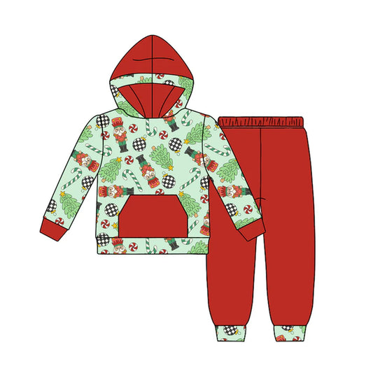 Preorder (moq 5)Baby Boys Christmas Green Soldier Hoodie Top Bottom Pants Sets 8.14