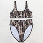 Adult Women Swimsuits Green Camo Top Bottom Swimsuits Sets S0322