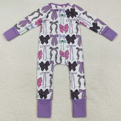 Baby Girls Rompers Long Sleeves Colorful Bows Zipper Rompers LR2358 7.19