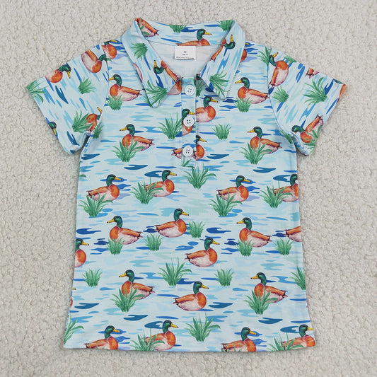 Baby Boys Clothes Short Sleeve Ducks Hunting Button Polo Shirts Top BT1381