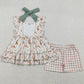 Baby Girls Clothes Carrot Rabbits Button Strap Tunic Checked Shorts Easter Clothes Sets GSSO2980