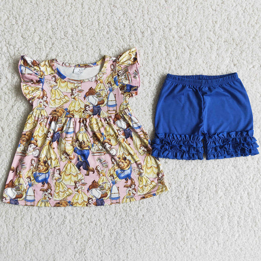 Hot Sale Baby Girls Summer Clothes Tunic Top Icing Shorts Set A3-15-1