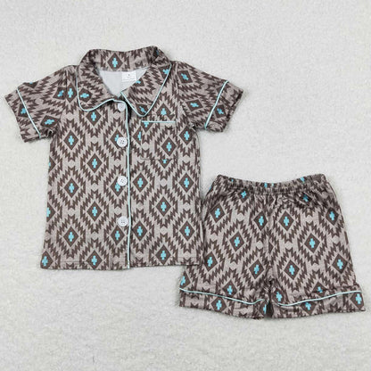 Sibling Baby Boys Pajamas Button Top Shorts Summer Western Pajamas Sets 5.28