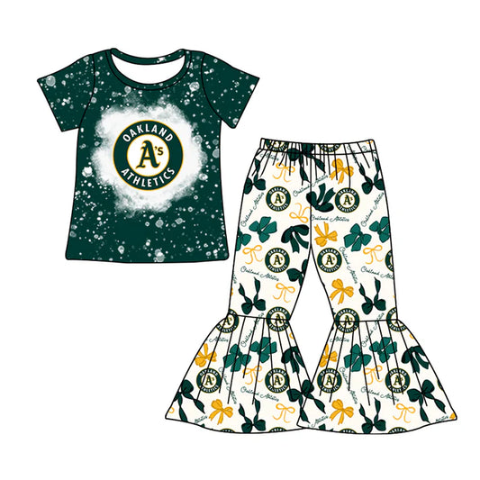 Preorder MOQ 5 bleached green A top bow bell bottoms pants girls team clothes 8.21