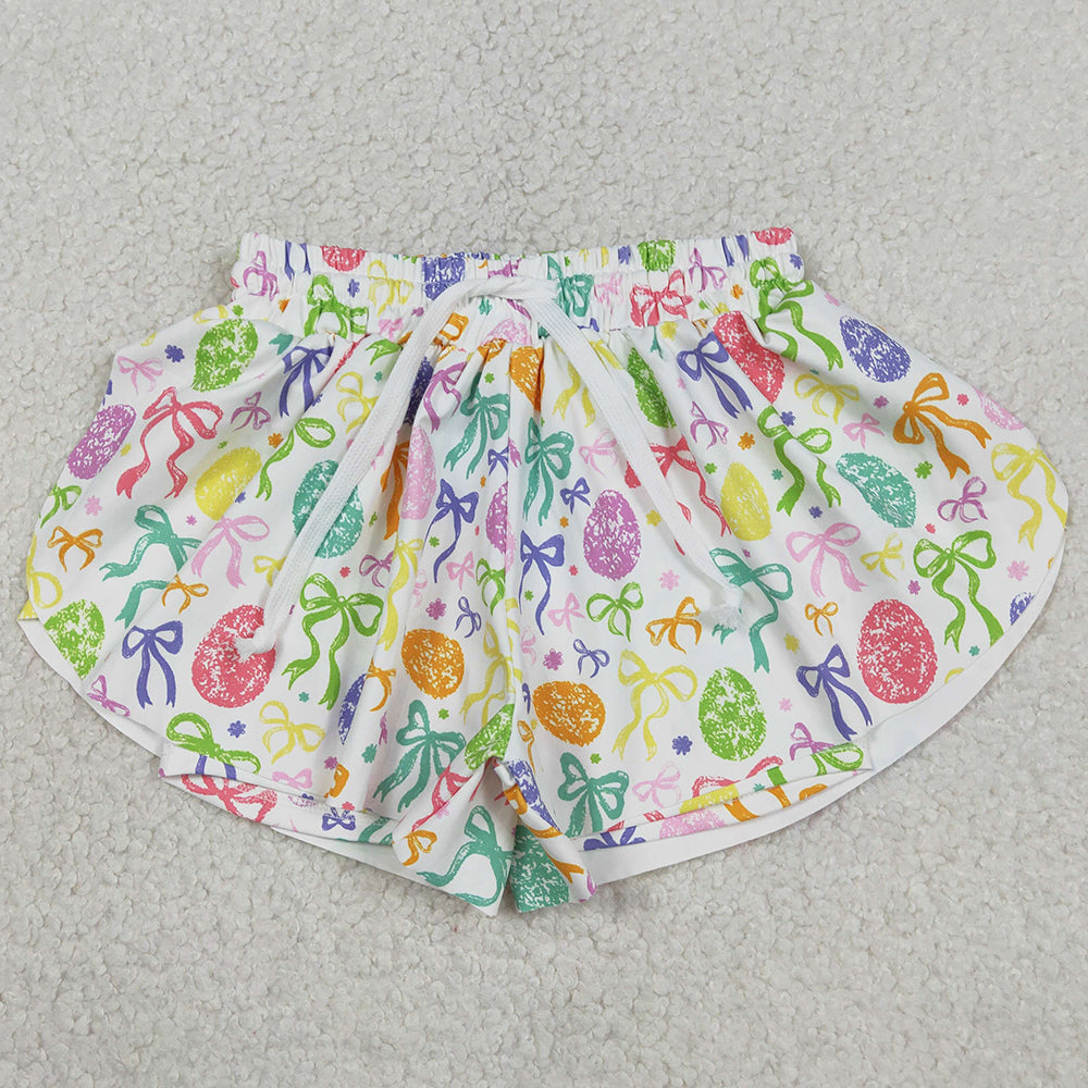 Baby Girls Shorts Colorful Bows Eggs Easter Yoga Active Ruffle Shorts Bottom SS0822