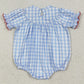 Baby Infant Girls Rompers Blue Plaid Cows Pigs Farm Smocked Rompers SR2981 6.24