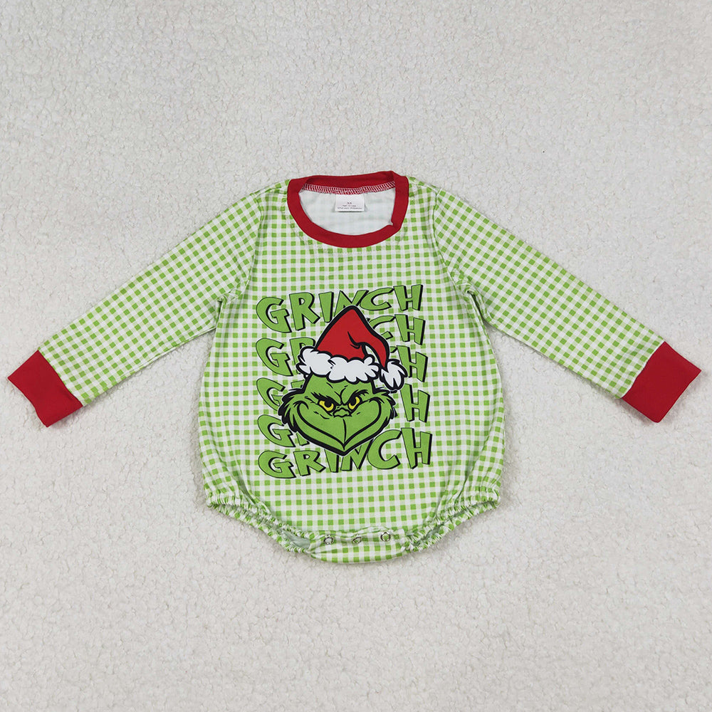 Baby Boys Rompers Green Face Christmas Checked Rompers LR2555 10.2