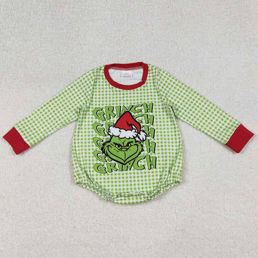 Baby Boys Rompers Green Face Christmas Checked Rompers LR2555 10.2