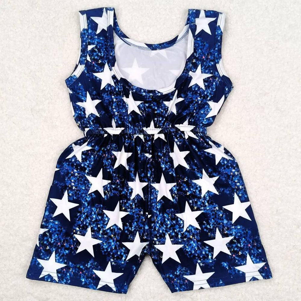 July 4th Baby Girls Jumpsuit Star Print Kids Baby Girls Rompers Suspender Jumpsuit SR0028