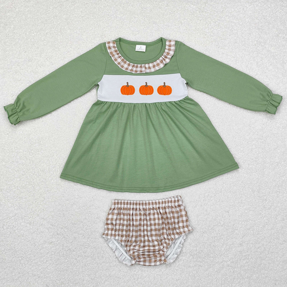 Baby Girls Clothes Fall Pumpkins Tunic Top Bummies Sets GBO0434