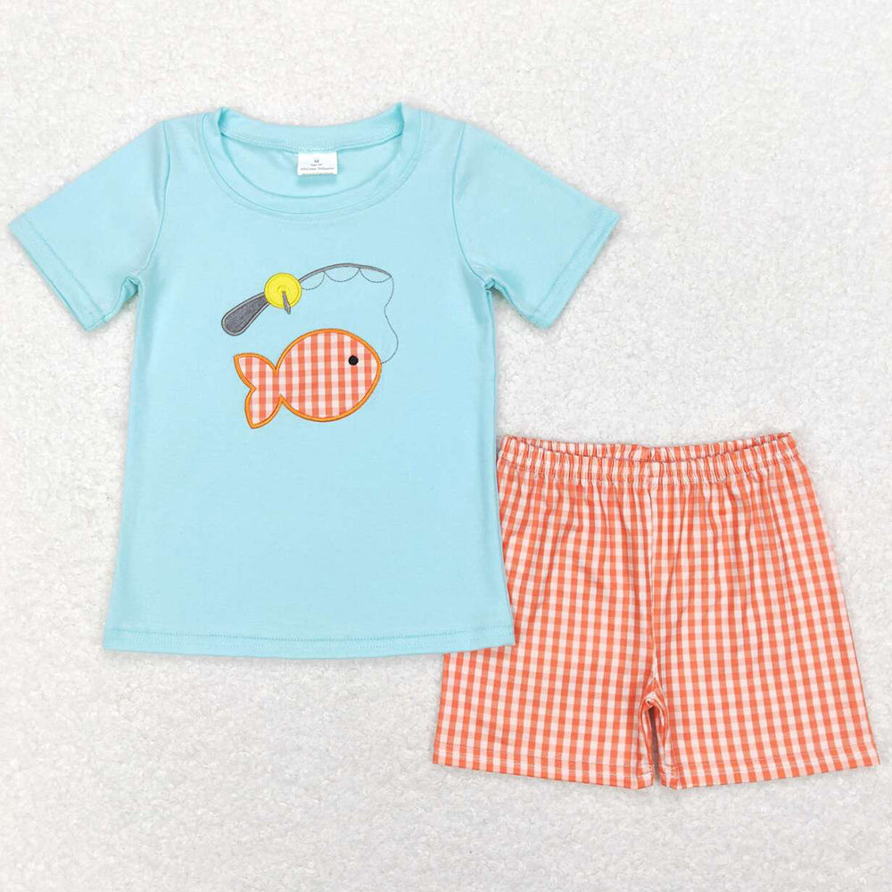 Baby Boys Clothes Fish Embroidery Summer Shorts Sets BSSO0288