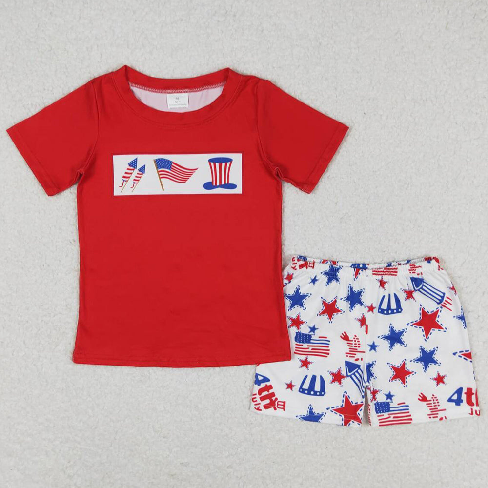 Baby Boys Clothes Flags Short Sleeve Top 4th Of July Shorts Sets BSSO0726