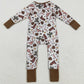 Baby Boys Rompers Western Brown Long Sleeves Bull Skull Cactus Zipper Rompers LR2334 8.6