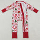Baby Girls Rompers Red Bows Santa Gifts Checked Christmas Zipper Footie Rompers LR2632 10.2