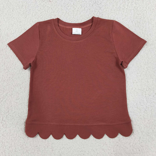 Baby Girls Brown Short Sleeve Scallop T-shirts Top GT1777