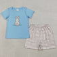 Baby Boys Clothes Embroidery Rabbit Shirt Checked Shorts Easter Clothes Sets BSSO0305 GSSO0374