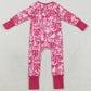Baby Girls Rompers Long Sleeves Pink Bows Zipper Footie Rompers LR2365 8.5