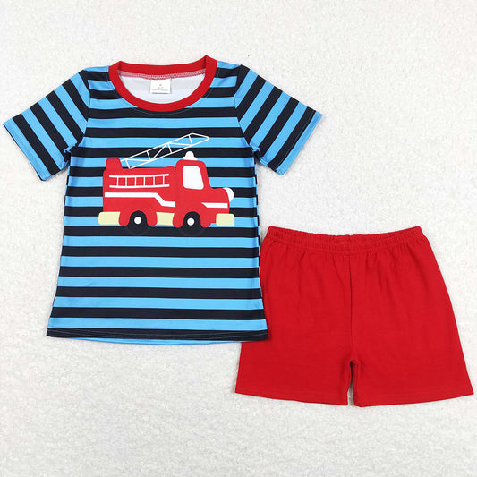 Baby Boys Clothes Short Sleeve Firetruck Shirts Shorts Sets BSSO0469