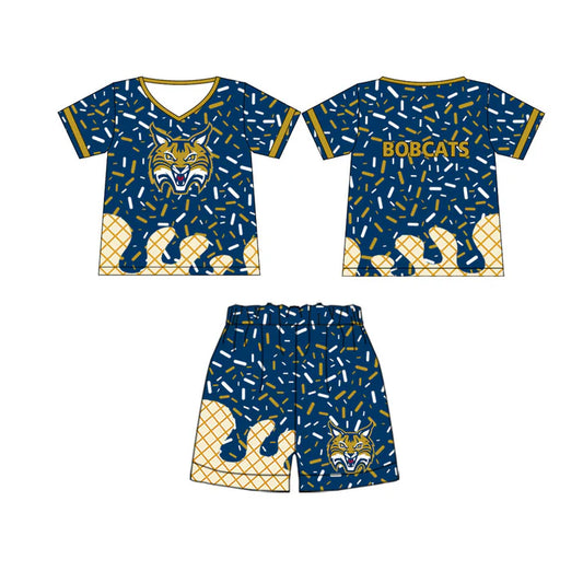 preorder(moq 5) Baby Boys Bobcats Team Short Sleeve Tee Shirt Shorts Clothes Sets 5.29