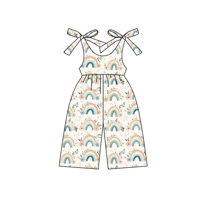 Preorder moq 5 Baby Girls Sleeveless Flowers Rainbow Jumpsuits 4.15