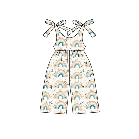 Preorder moq 5 Baby Girls Sleeveless Flowers Rainbow Jumpsuits 4.15