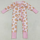 Baby Girls Rompers Long Sleeves Pink Bows Pumpkins Footie Zipper Rompers LR2271 7.9