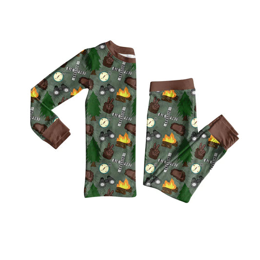 Preorder (moq 5)Baby Boys Long Sleeves Western Camping Top Pant Pajamas Set 8.5