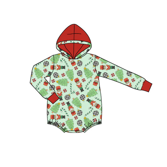 Preorder(moq 5)Baby Infant Boys Christmas Green Soldier Hooded Rompers 8.14