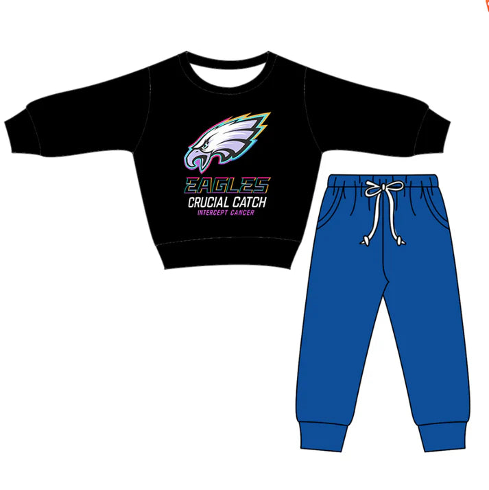 Preorder(moq 5)Baby Boys Eagles Top Pockets Jogger Pants Team Clothes Sets 12.17