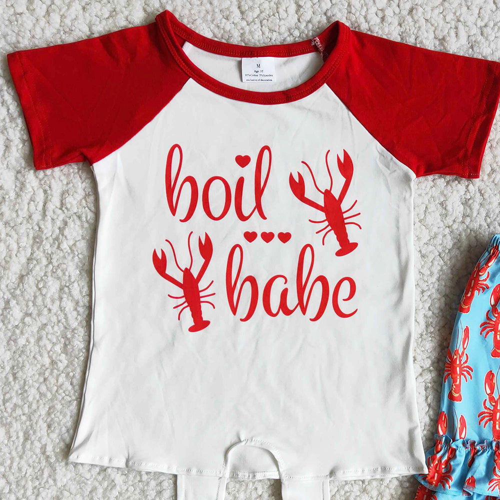 Cute Baby Girl Clothes Lobster Print Spring Summer Kids Clothes Outfits C0-10 5.8
