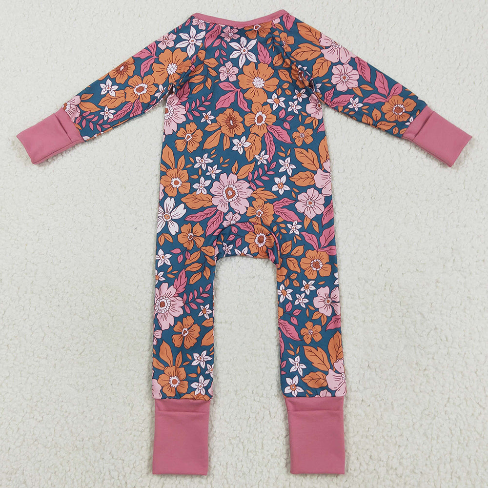 Baby Girls Rompers Lavender Long Sleeves Floral Zipper Rompers LR2244 8.5