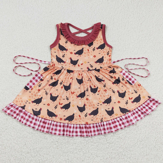 Boutique Baby Girls Dresses Chicken Knee Length Dress GSD0322