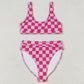 Adult Women Swimsuits Pink Checkered Top Bottom Swimsuits Sets S0559 6.9