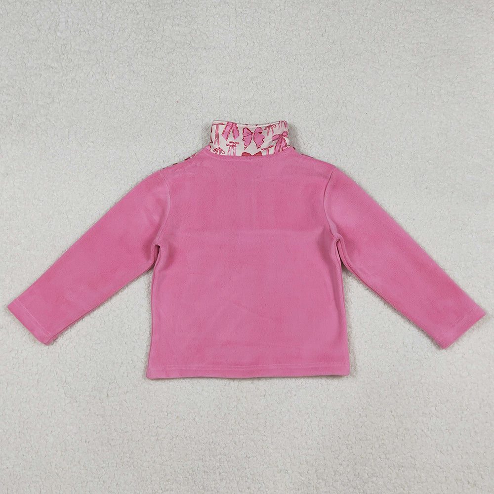 Baby Girls Clothes Pink Bows Plaid Zipper Pullover Tops GT1149 9.20