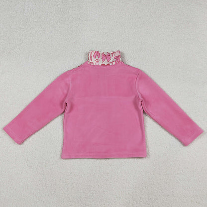 Baby Girls Clothes Pink Bows Plaid Zipper Pullover Tops GT1149 9.20