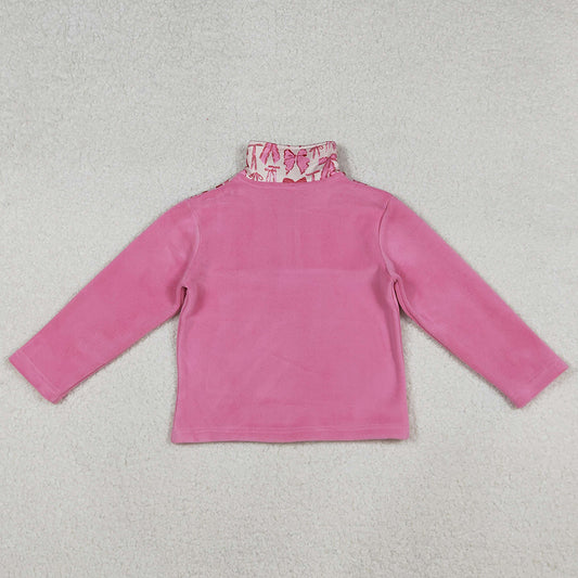 Baby Girls Clothes Pink Bows Plaid Zipper Pullover Tops GT1149 9.20