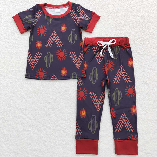 Baby Boys Pajamas Western Cactus Tee Shirts Tops Pants Pajamas Sets BSPO0326