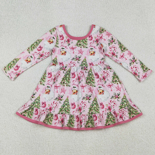 Baby Girls Dress Santa Candy Cane Christmas Trees Ruffle Knee Length Dresses GLD1252 10.1